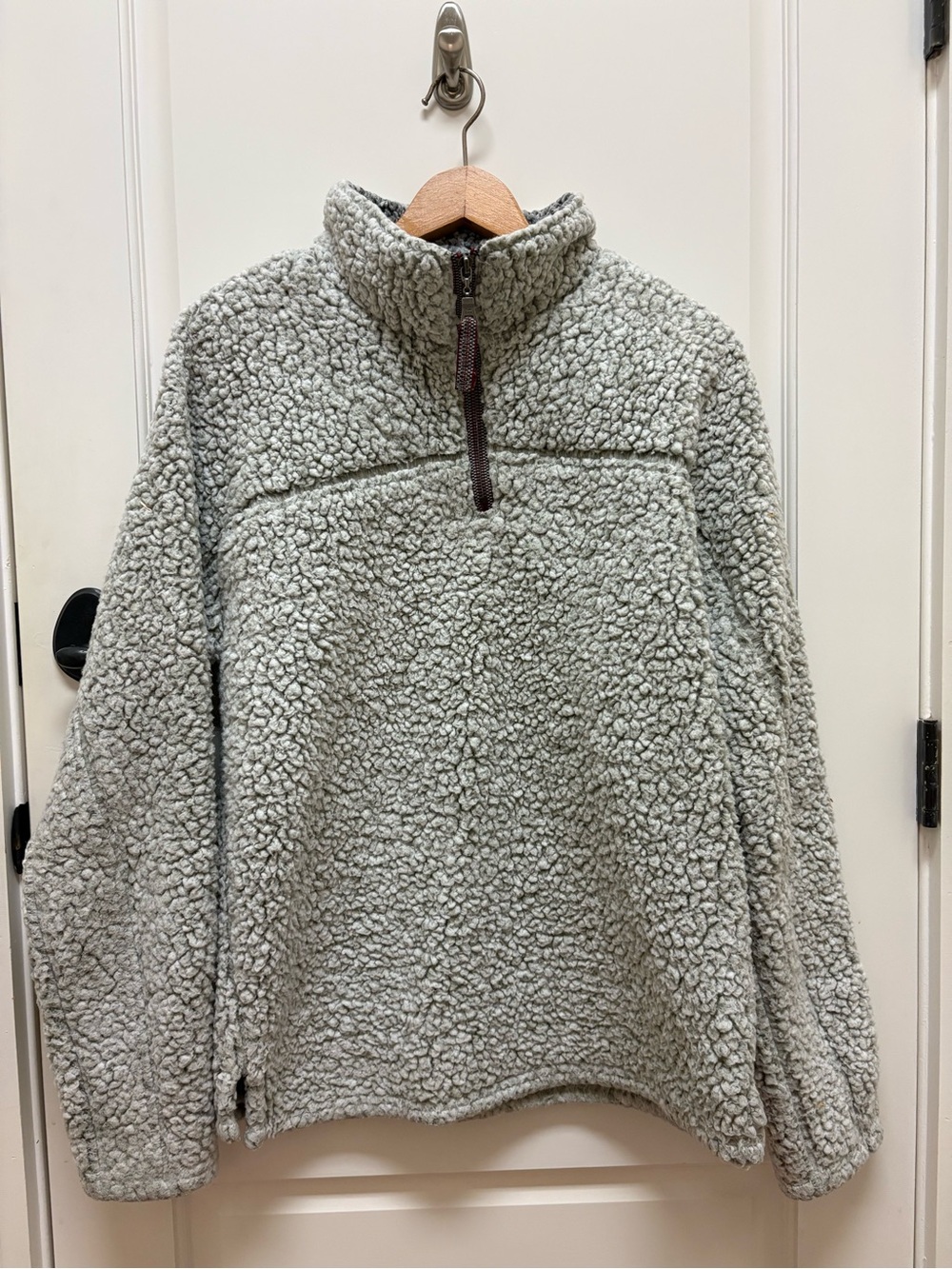 True Grit Light Gray Sherpa Quarter-Zip Jacket